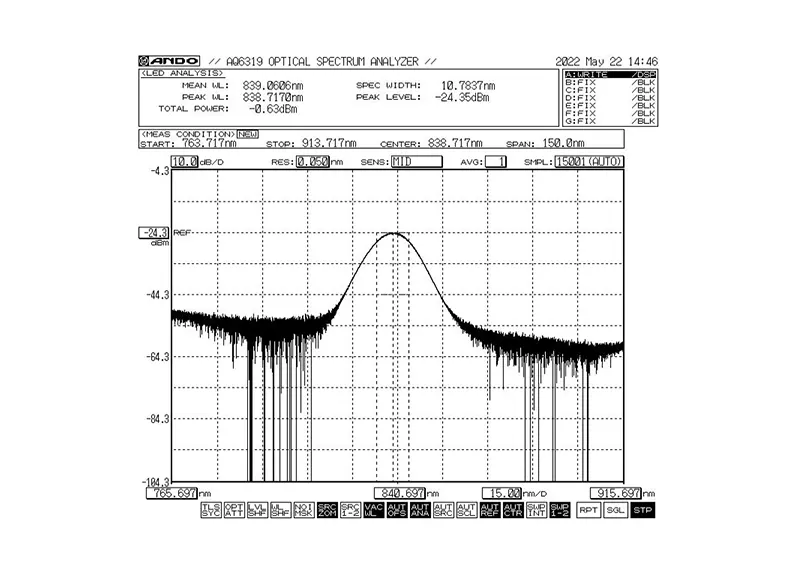 840nm 5mW 10nm širokopásmový modul světelného zdroje SLED
